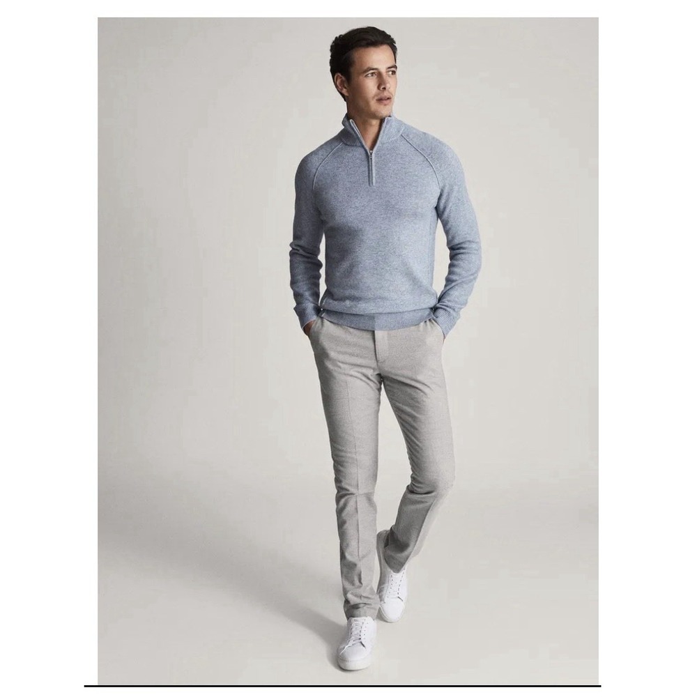 Reiss Men's Bailey Wool And Cashmere Blend 1/4 Zip pullover sweater - Size XL